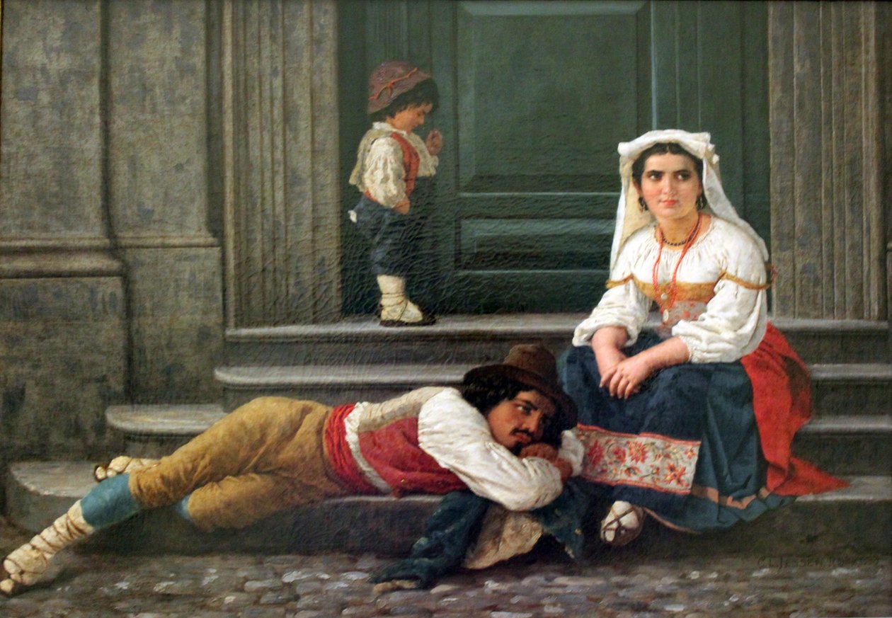 Italiaanse herdersfamilie door Carl Ludwig Jessen
