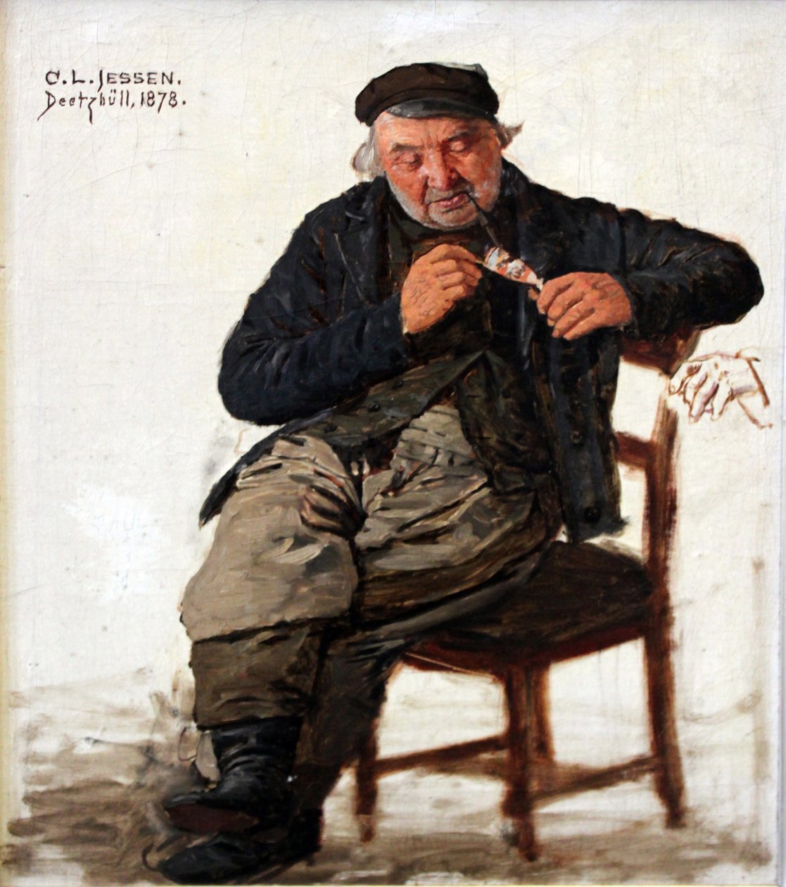Portretstudie van een man met een pijp door Carl Ludwig Jessen