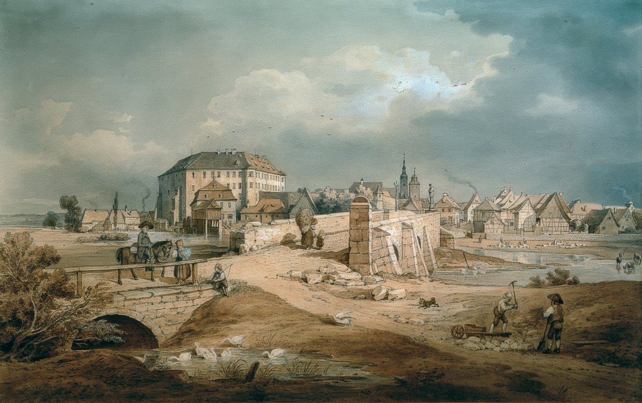 De Aischbrug bij Höchstadt door Carl August Lebschee