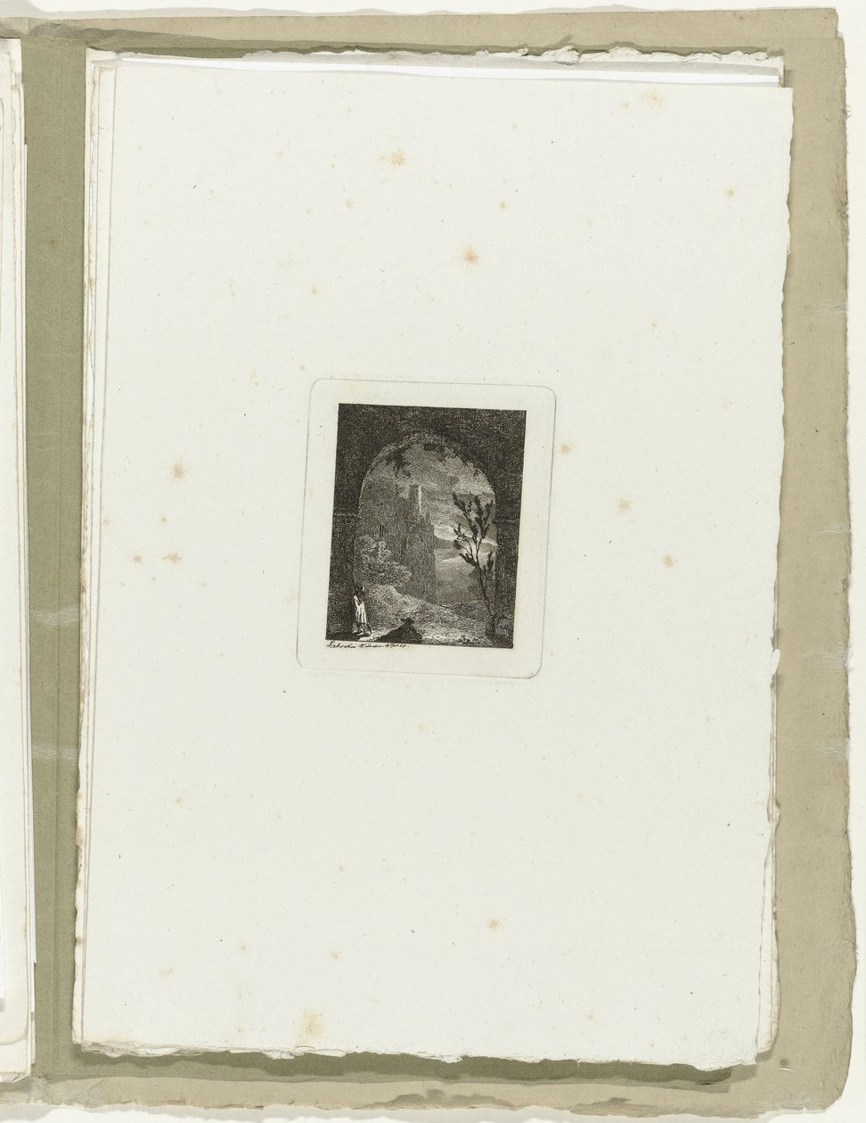 Man met lans in een doorgang door Carl August Lebschee