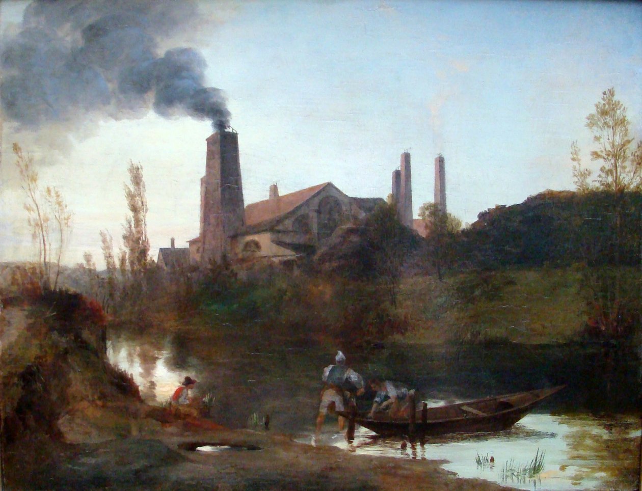 Duits: "Walzwerk Neustadt-Eberswalde" of "De walserij bij Eberswalde" De walserij van Neustadt-Eberswalde door Carl Blechen