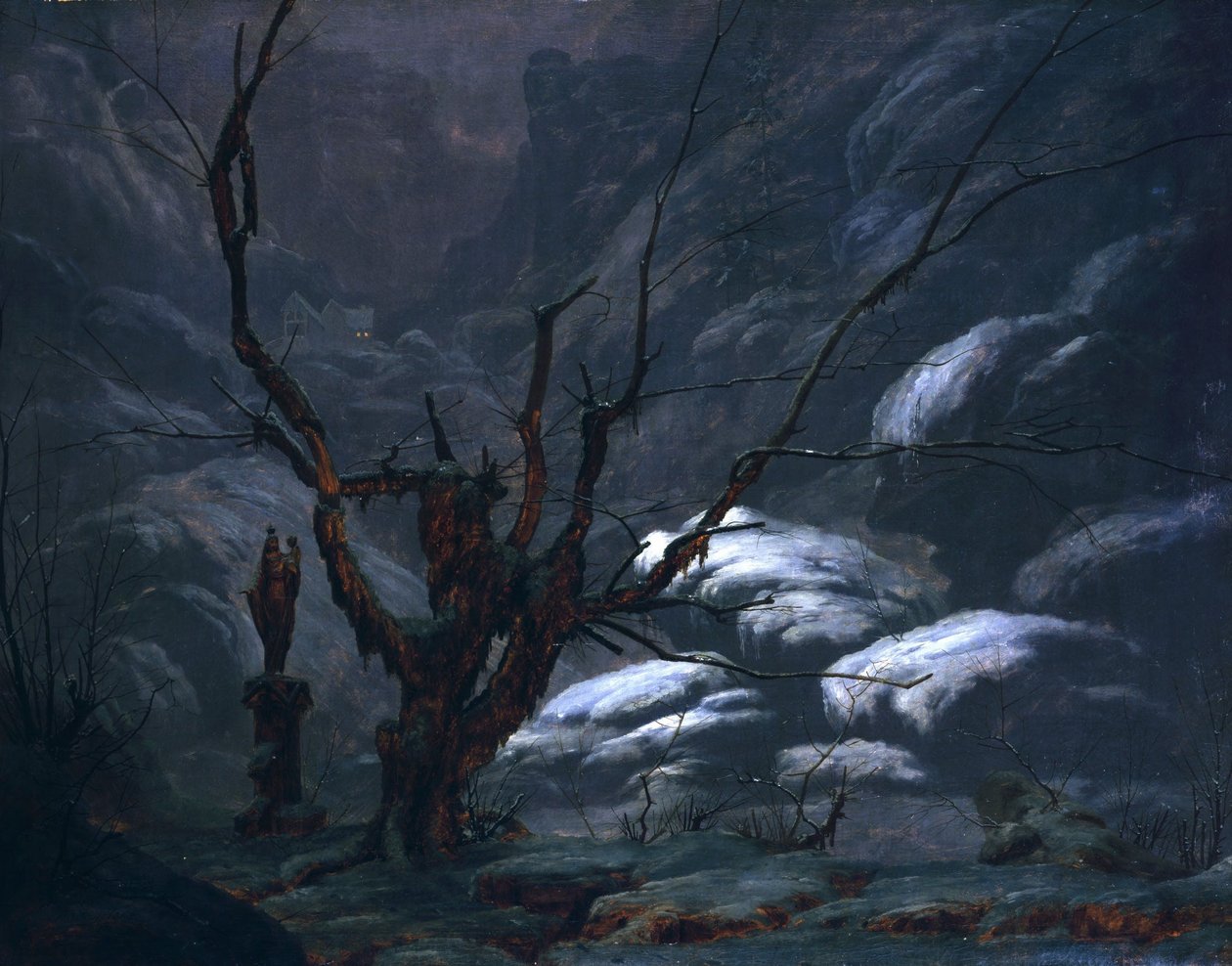 Bergkloof in de winter door Carl Blechen