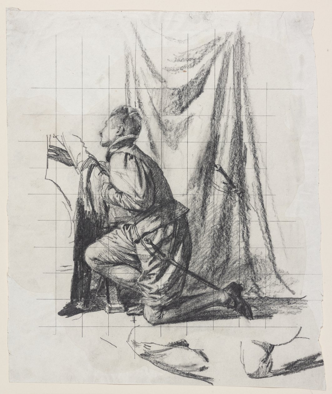 Ontwerp voor de ets "De jonge man en de dood" door Carl Bloch