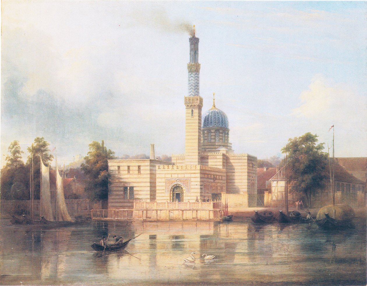 uitzicht op de nieuwe stoommachine bij Sanssouci door Carl Daniel Freydanck