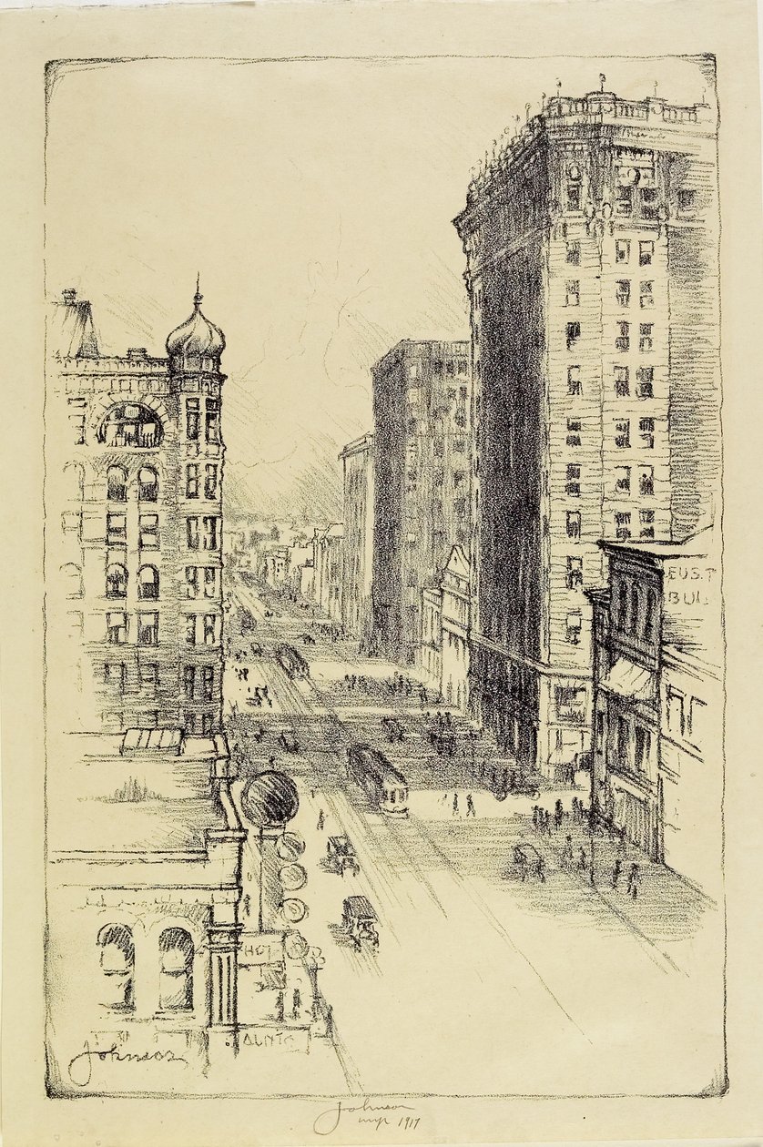 Hennepin Avenue onder Sixth Street door Carl Edward Johnson