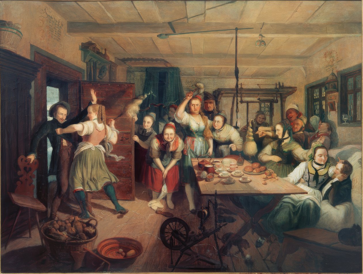 Spinnestube in Londorf door Carl Engel von Rabenau