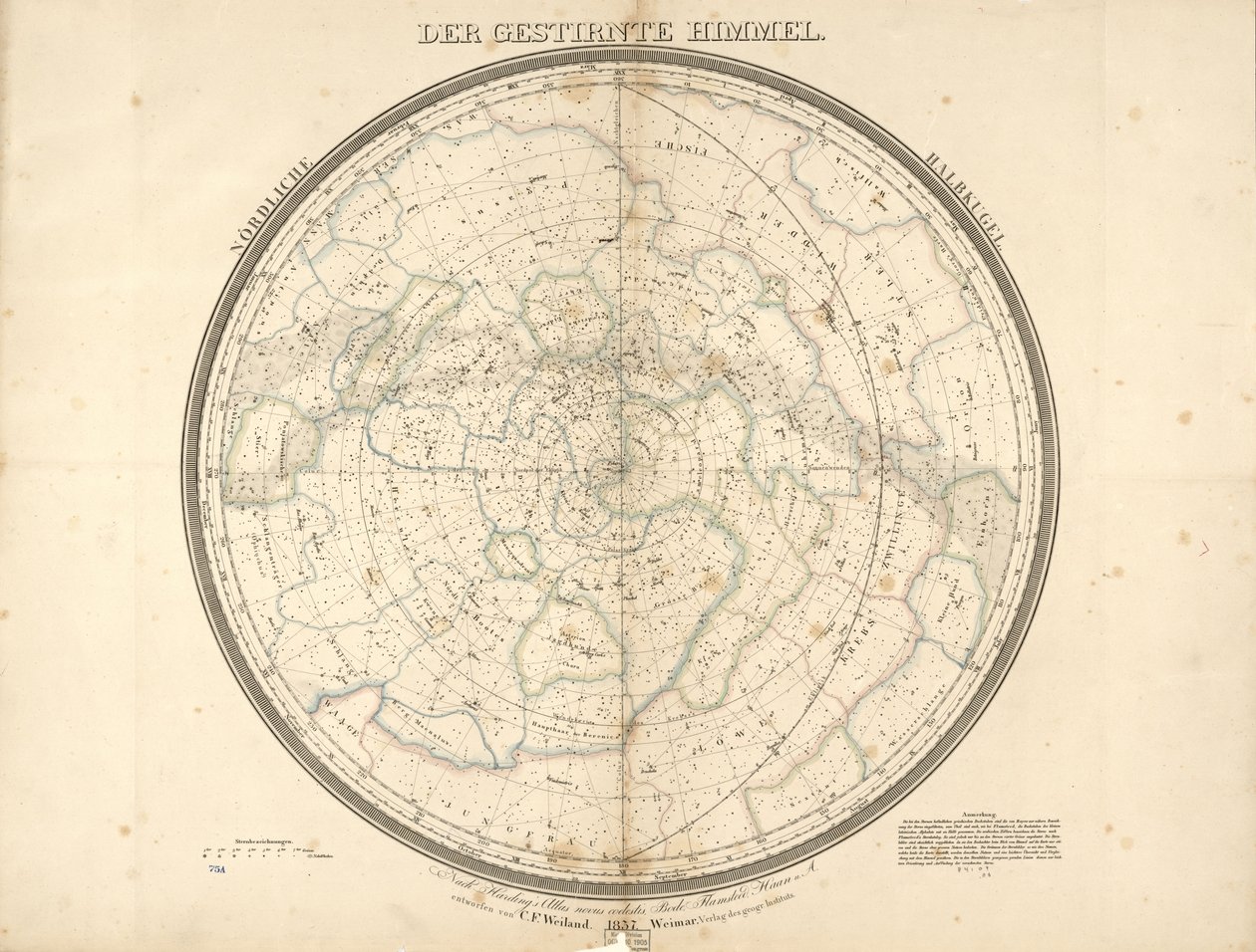 De sterrenhemel - noordelijk halfrond door Carl Ferdinand Weiland