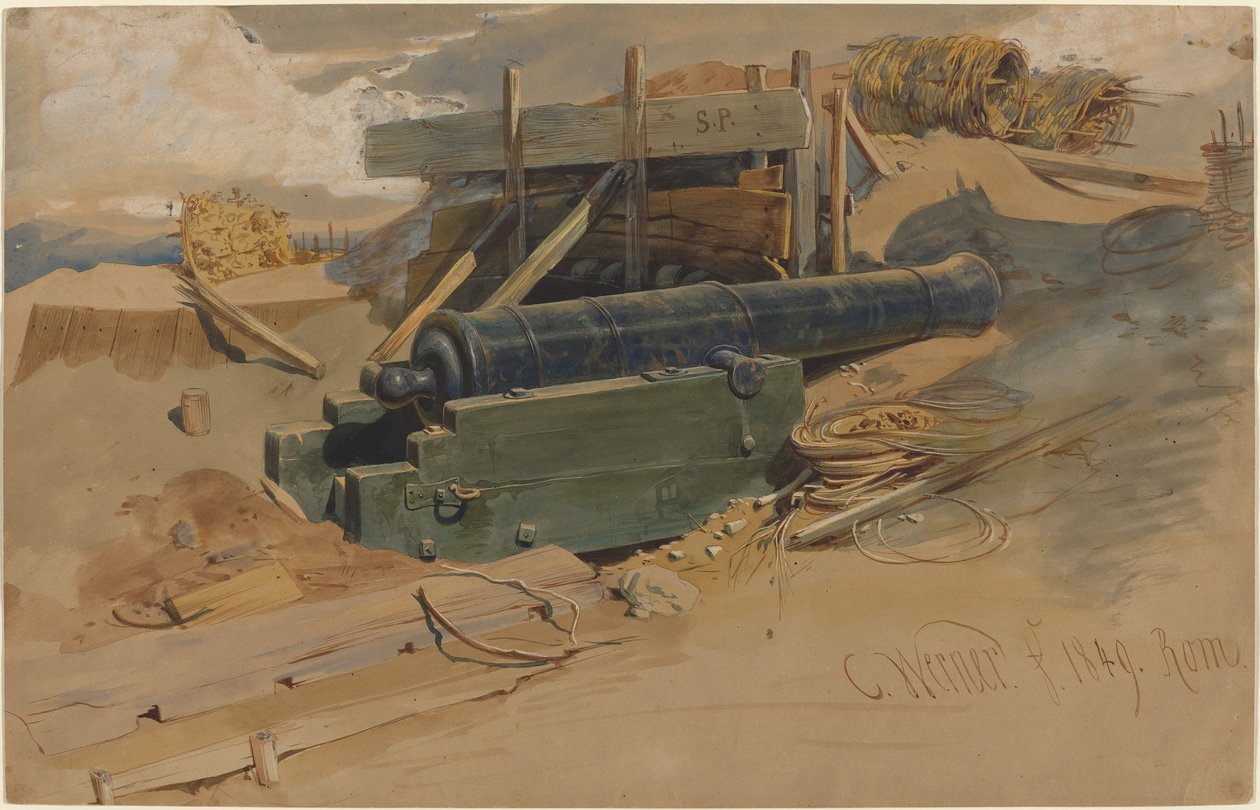 Kanon bij een Bolwerk door Carl Friedrich Heinrich Werner