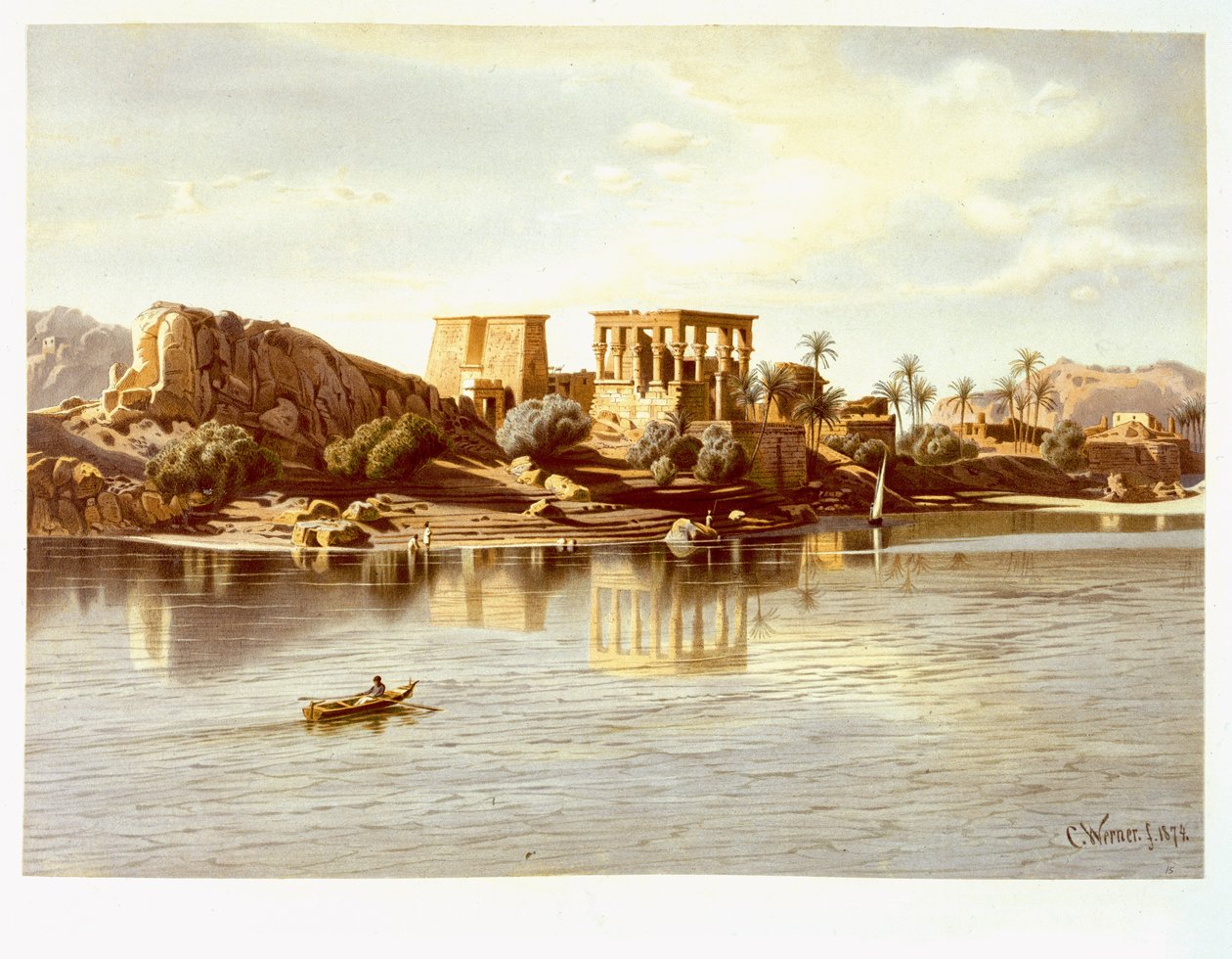 Uitzicht op het eiland Philae, 1874 door Carl Friedrich Heinrich Werner