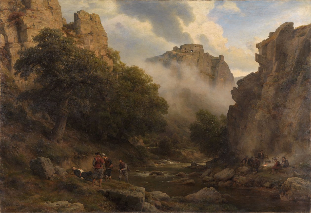 Het Bodetal in de Harz door Carl Friedrich Lessing