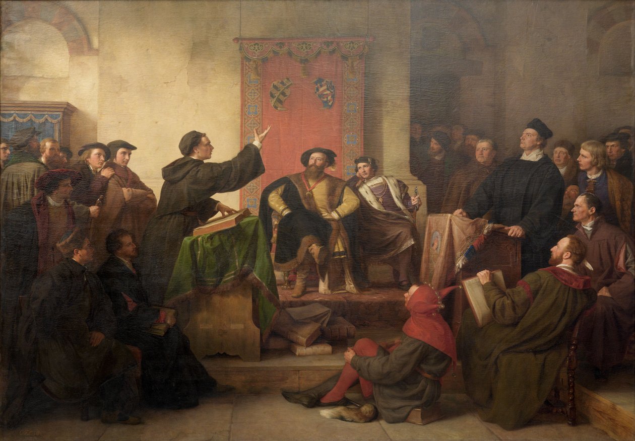 Dispuut tussen Luther en Eck door Carl Friedrich Lessing