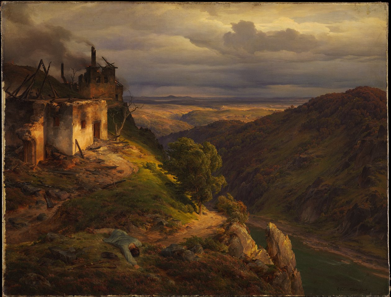 Landschap door Carl Friedrich Lessing