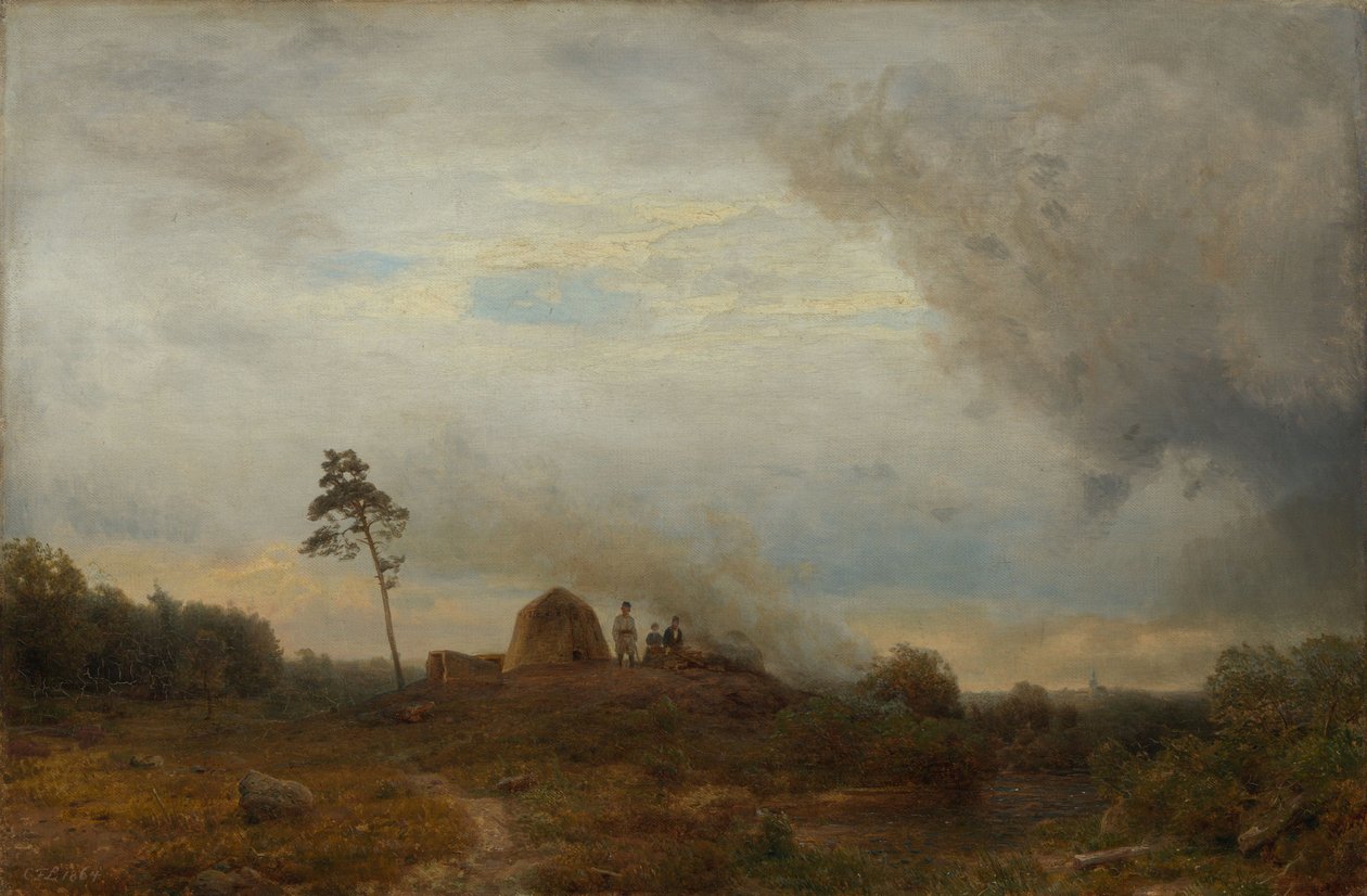 Pools bivak op de heide door Carl Friedrich Lessing