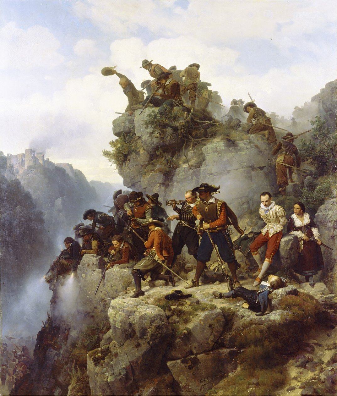 Schutters in de bergpas door Carl Friedrich Lessing