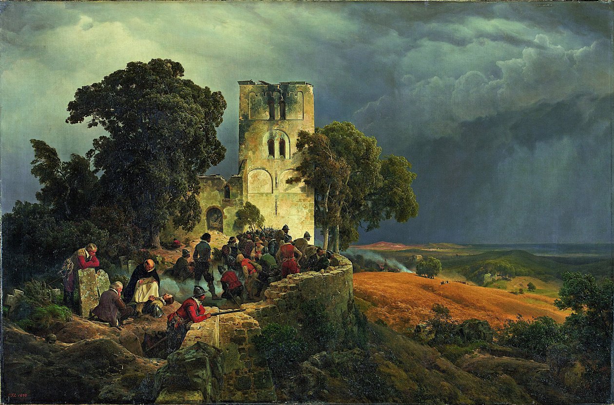 De Belegering Verdediging van een Kerkhof Tijdens de Dertigjarige Oorlog, 1848 door Carl Friedrich Lessing