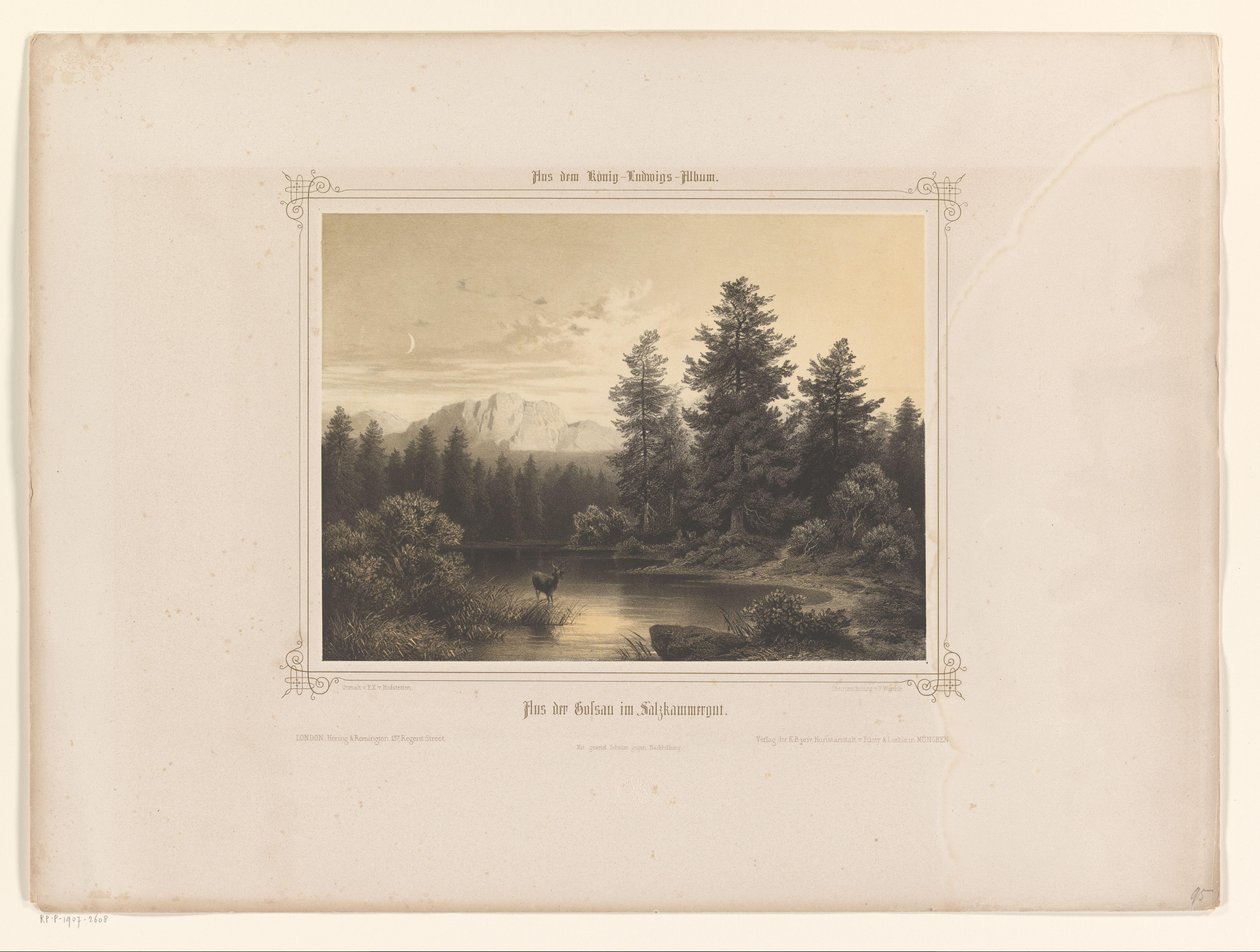 Gezicht op een water in Salzkammergut door Carl Friedrich Würthle