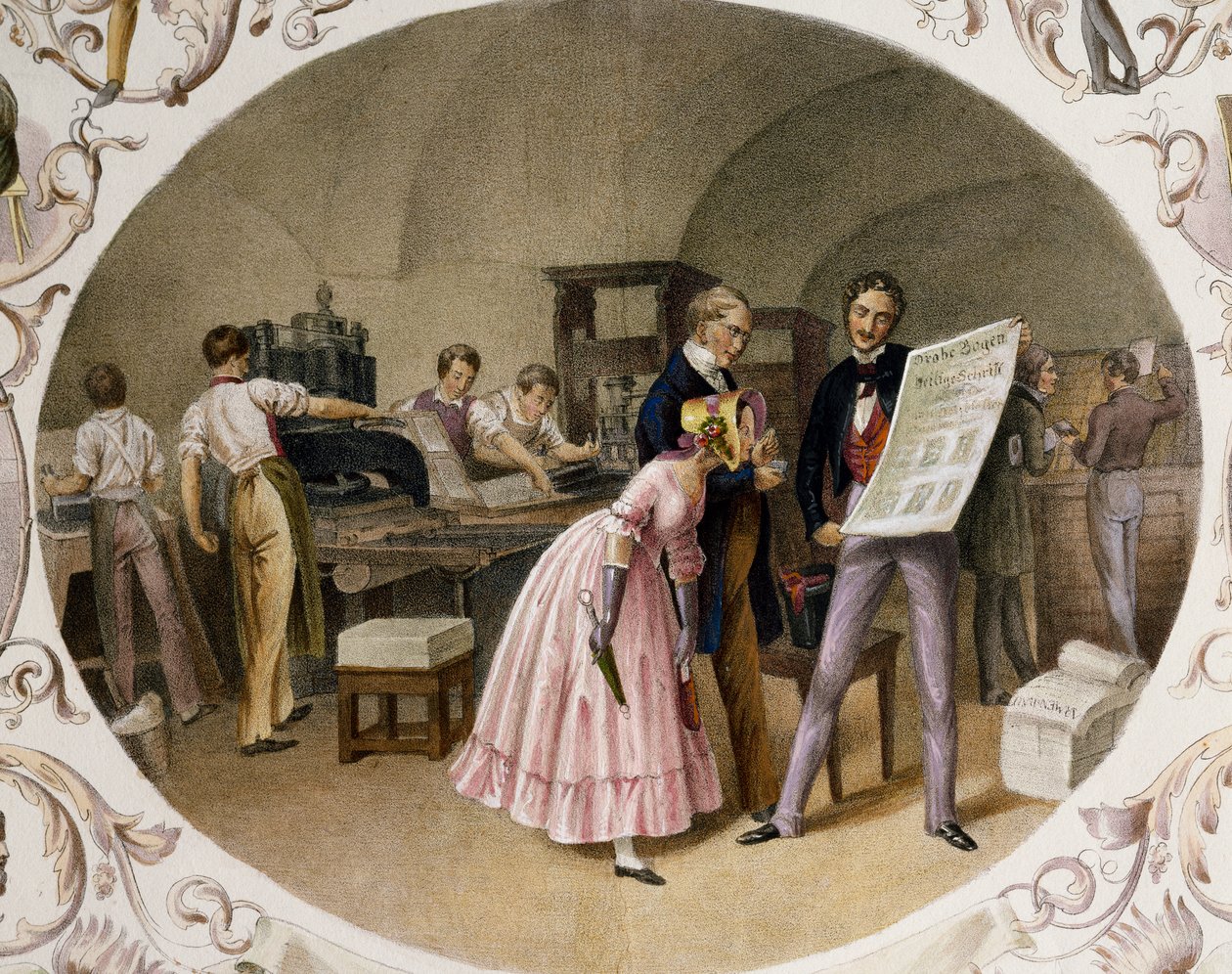 Interieur van drukkerij door Carl and Geiger Peter Johann Nepomuk Kunz