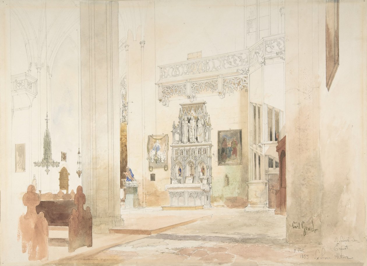 Interieur van de Sint-Severinuskerk in Erfurt door Carl Georg Anton Graeb