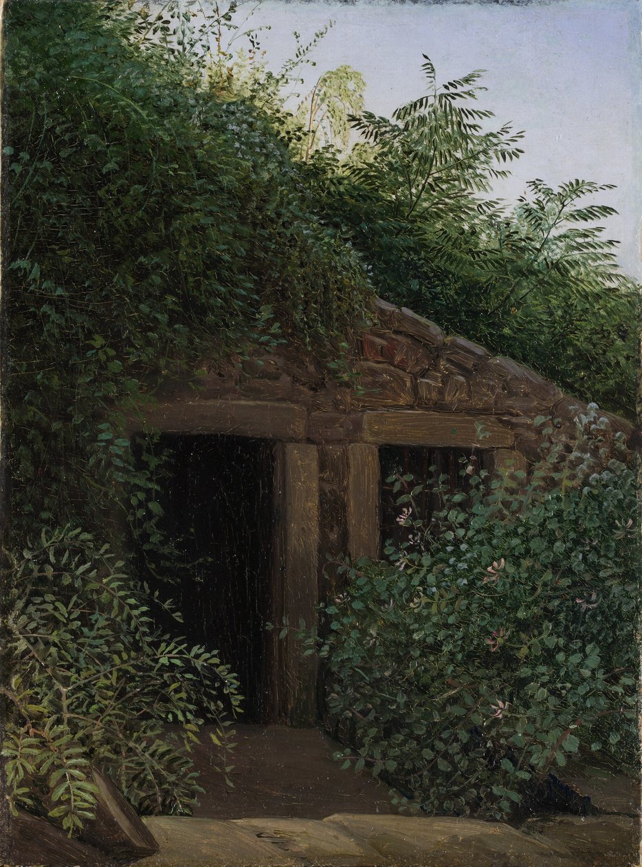 Een overwoekerde mijnschacht door Carl Gustav Carus