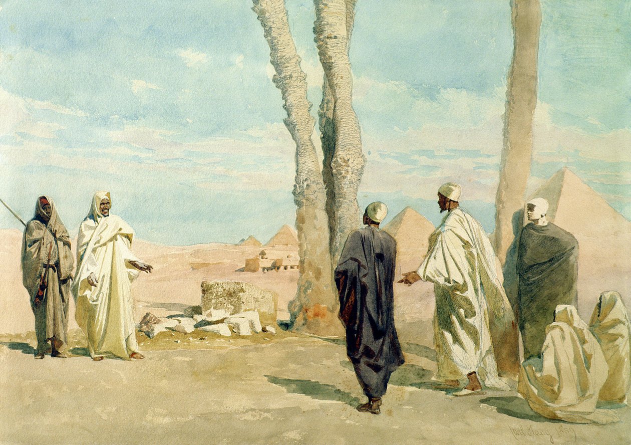 Bedoeïen uit de Sahara-woestijn die navraag doet in Gizeh door Carl Haag