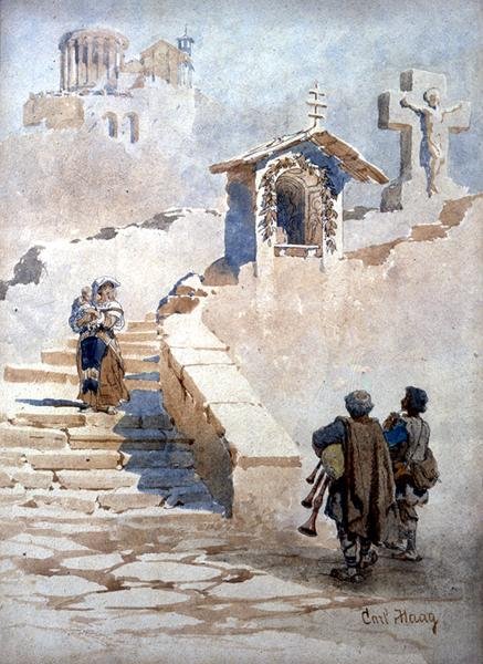 Pifferari in Tivoli door Carl Haag