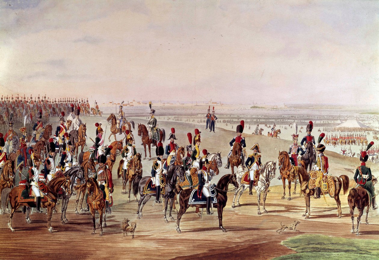 Algemeen beeld van de Franse cavalerie, circa 1809. Illustratie door Carl-Heinrich Rahl naar Wilhem von Kobell door Carl Heinrich Rahl