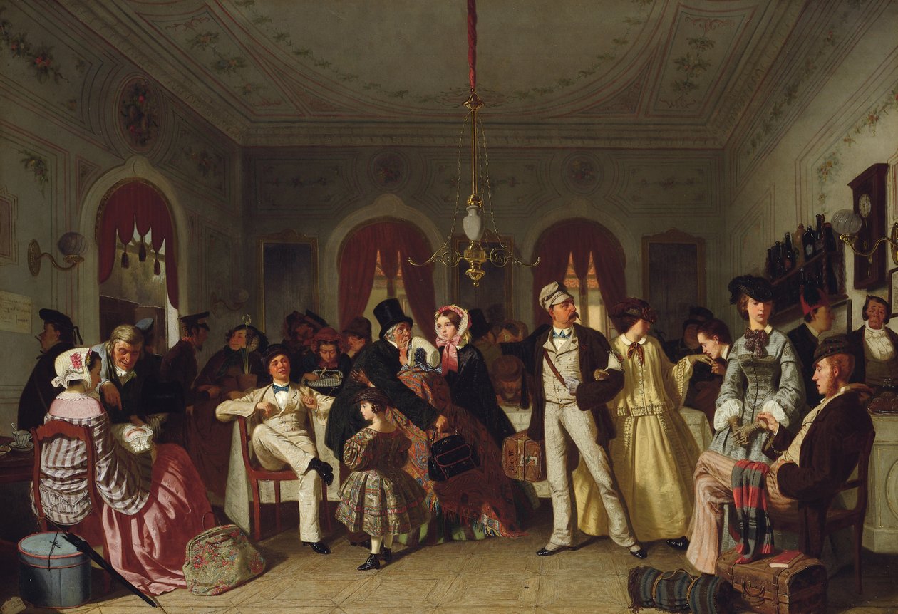 De wachtkamer voor eerste en tweede klas, ca. 1860 door Carl Hendrik d Unker
