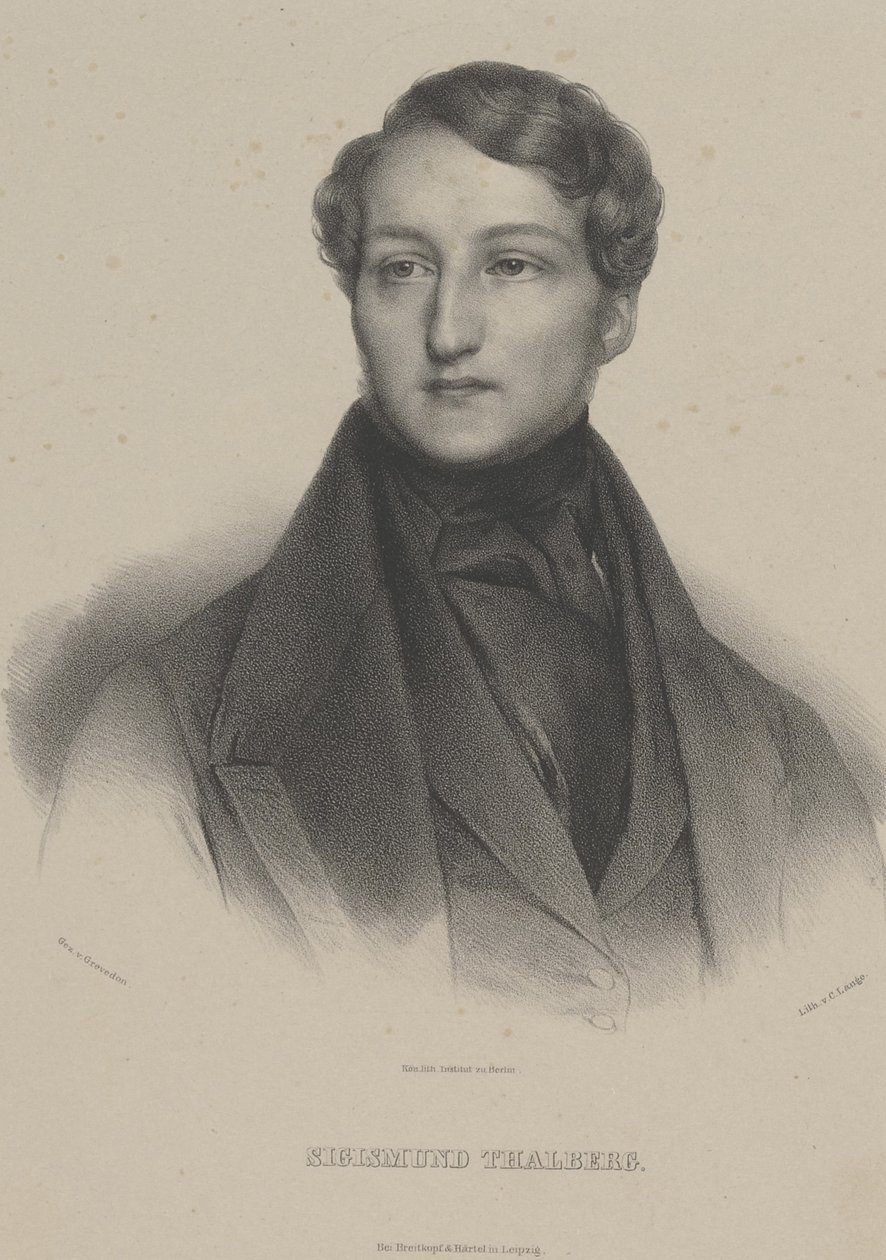 Portret van de pianist en componist Sigismund Thalberg, 1812-1871, ca. 1850 door Carl Lange