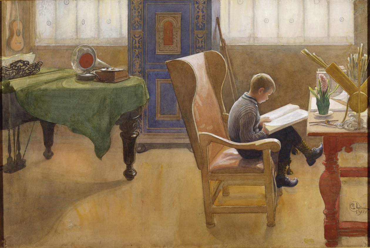 Esbjörn in de studeerhoek door Carl Larsson