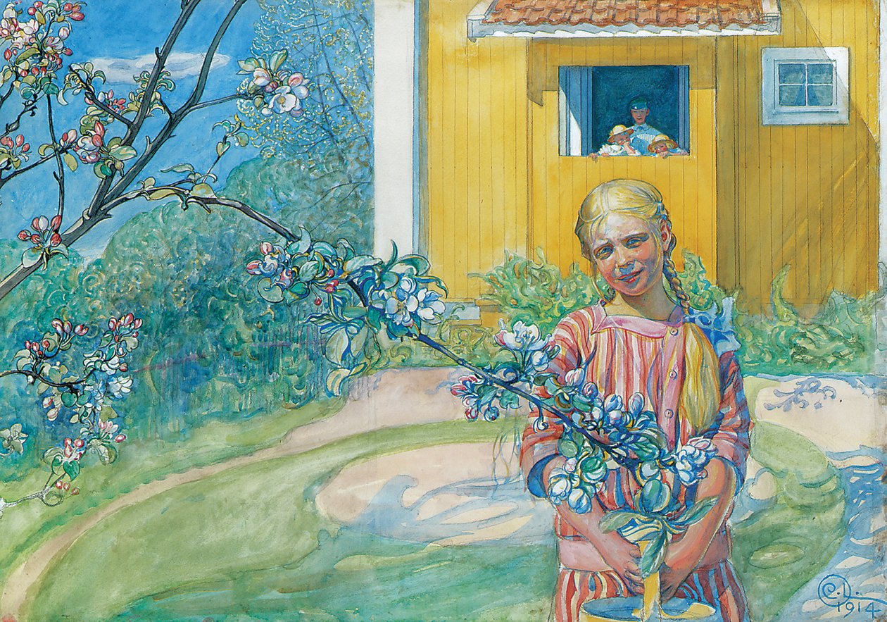 Meisje met appelbloesem, 1914 door Carl Larsson