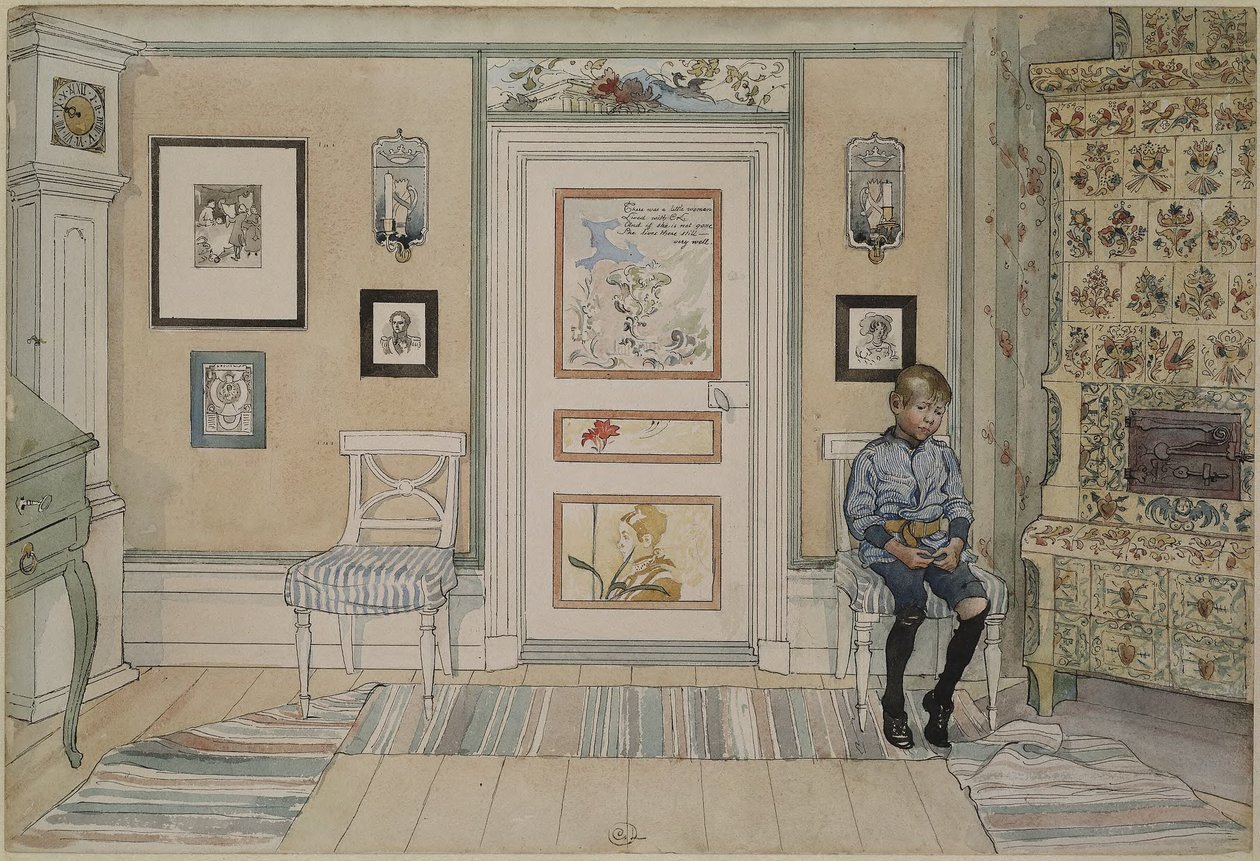In de hoek. Uit een huis (26 aquarellen) door Carl Larsson