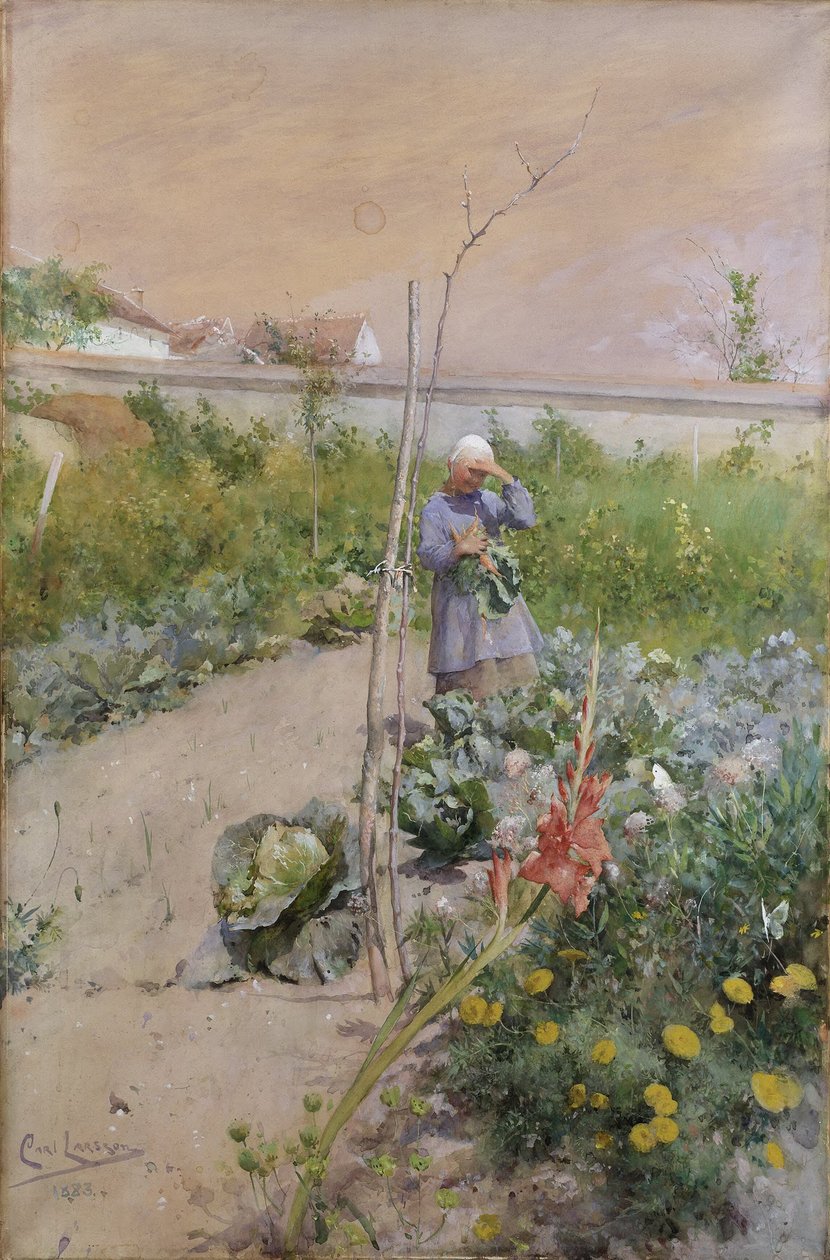 In de moestuin door Carl Larsson