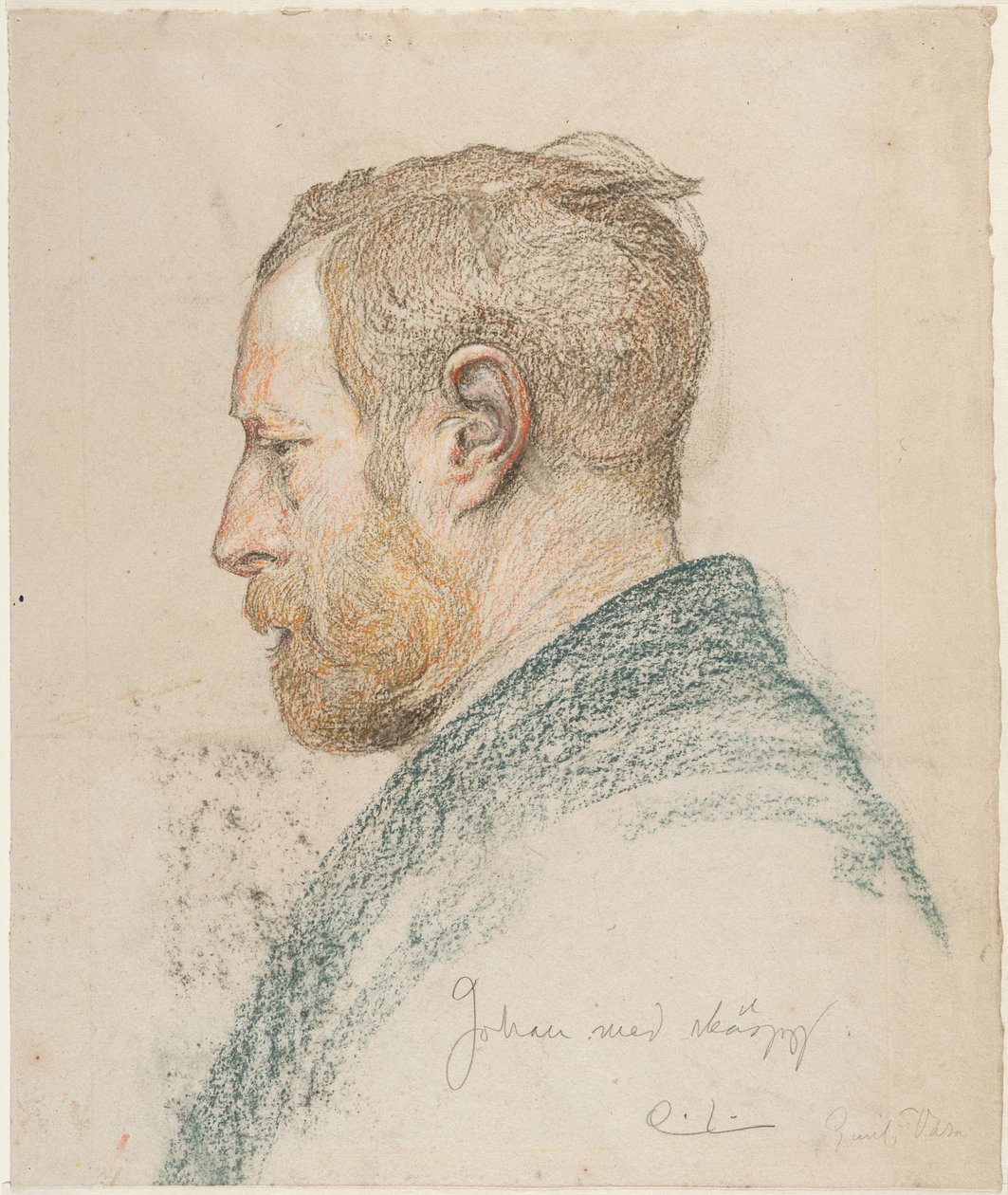 Mannenhoofd in profiel door Carl Larsson
