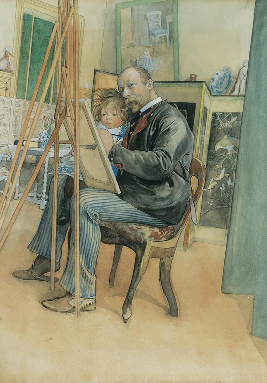 Spiegelbeeld met Brita door Carl Larsson
