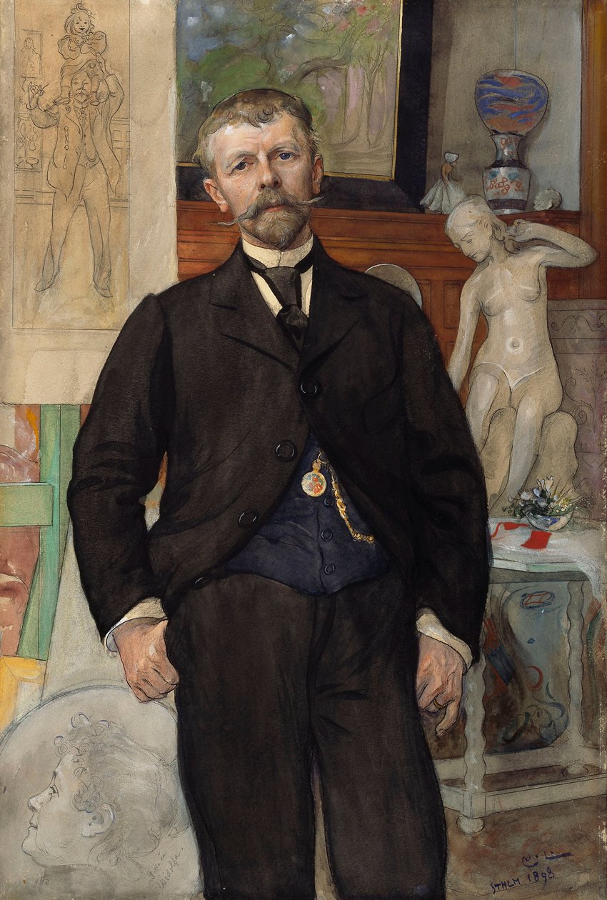 Portret van de architect Jac. Ahrenberg door Carl Larsson