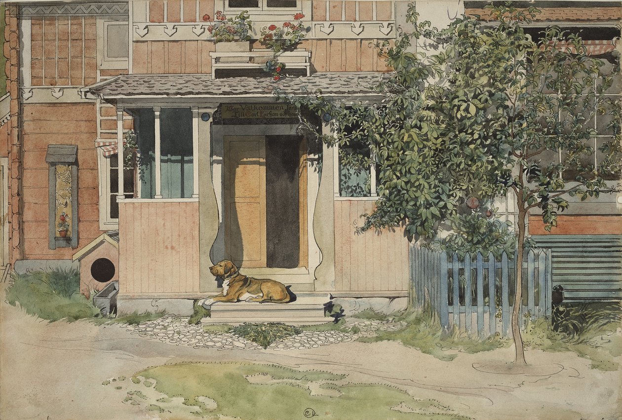 De veranda, uit de serie Een huis door Carl Larsson