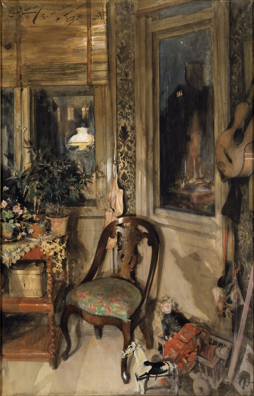 Speelgoed in de hoek door Carl Larsson