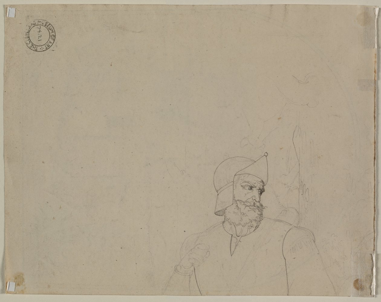 Soldaat in een landschap (verso) door Carl Ludwig Tischbein