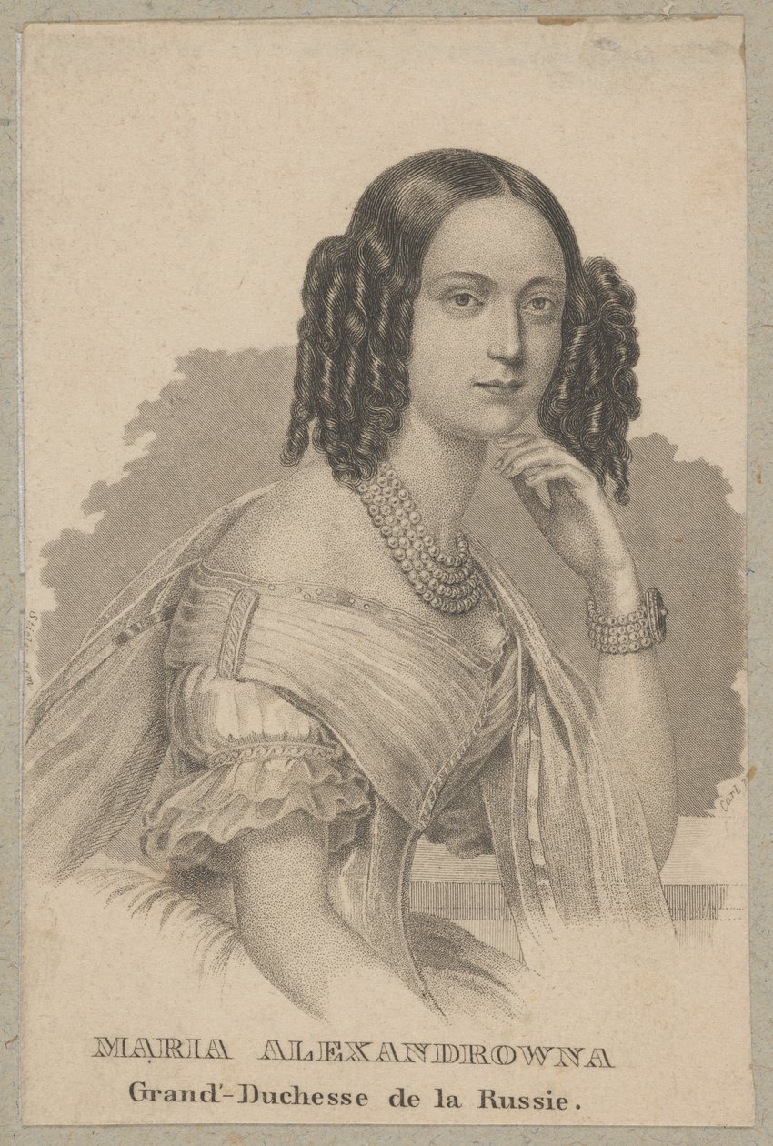 Maria Aleksandrovna (geboren als Maximiliane Wilhelmine Marie van Hessen-Darmstadt, 1824 Darmstadt - 1880 Sint-Petersburg) - jongste dochter van Lodewijk II van Hessen en Wilhelmine van Baden, prinses van Hessen, keizerin van Rusland als echtgenote van door Carl Mayer