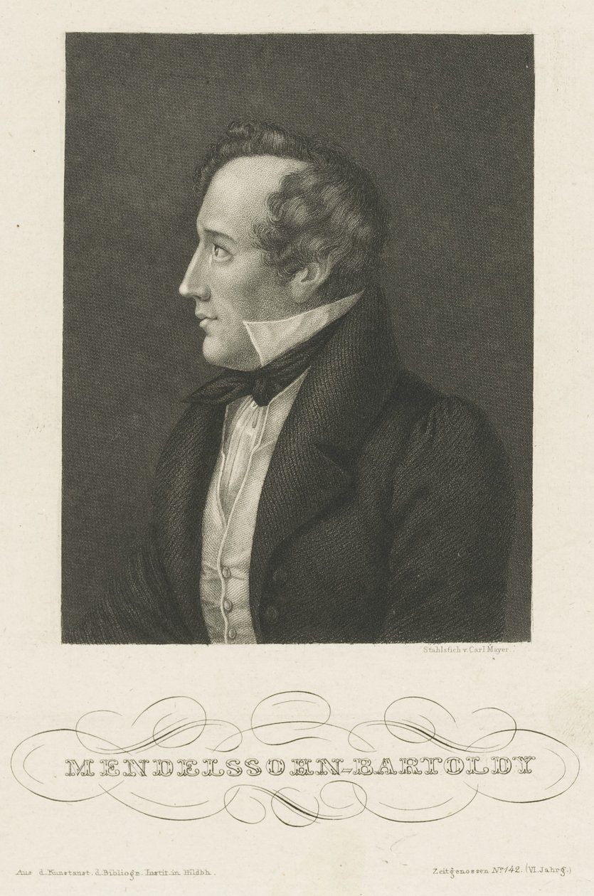 Portret van Felix Mendelssohn Bartholdy, c. 1840 door Carl Mayer