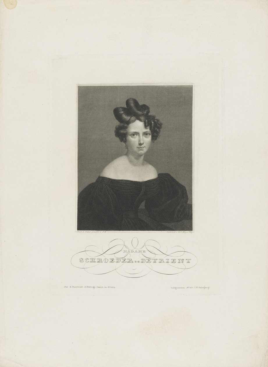 Portret van de operazangeres Wilhelmine Schröder-Devrient 1804-1860, ca. 1840 door Carl Mayer