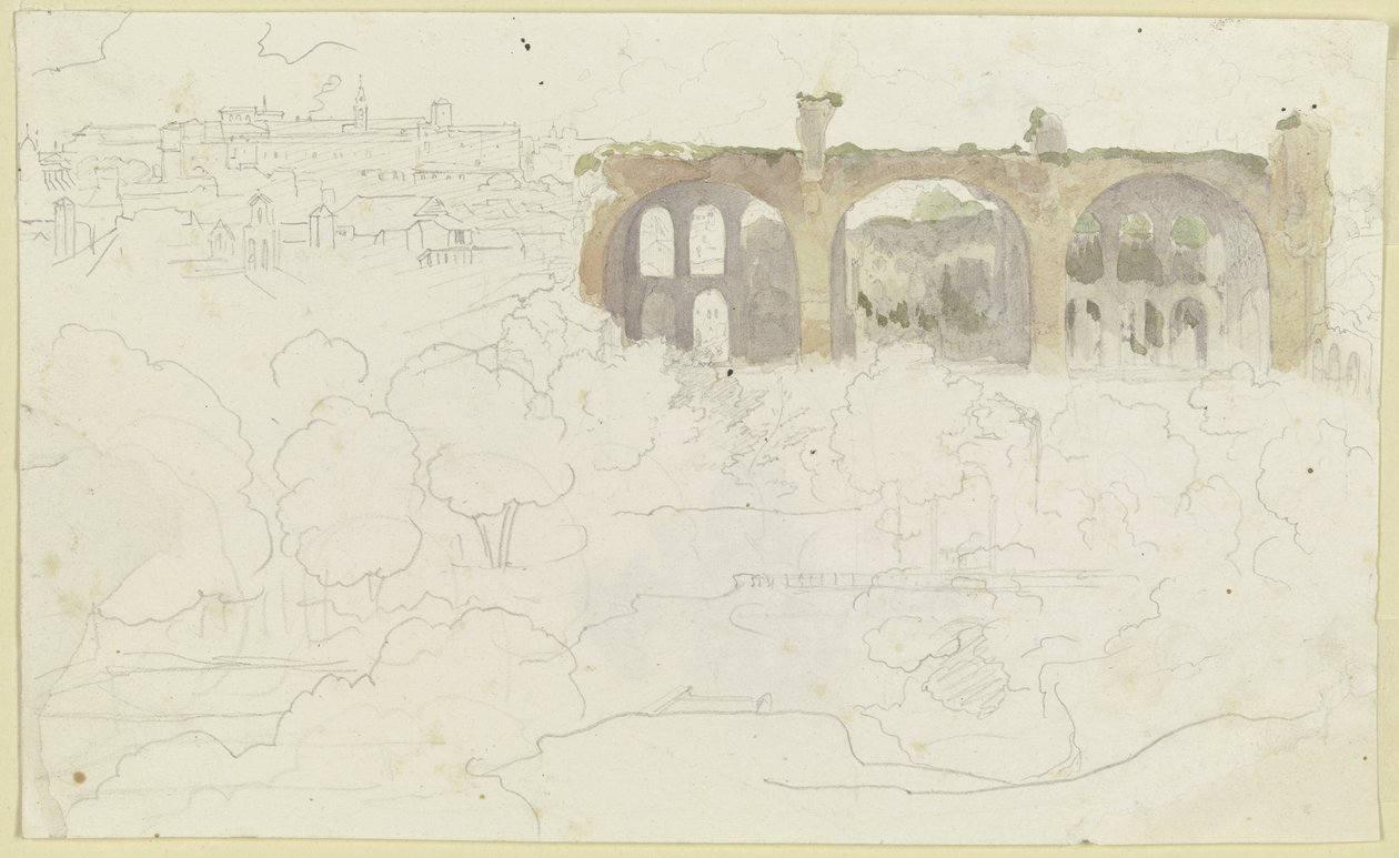 Uitzicht over het Forum Romanum met de basiliek van Maxentius door Carl Philipp Fohr