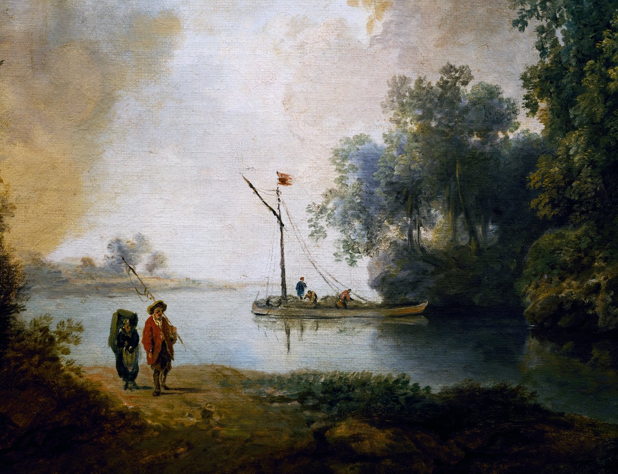Landschap met rivier, ca. 1780 (detail) door Carl Philipp Schallhas