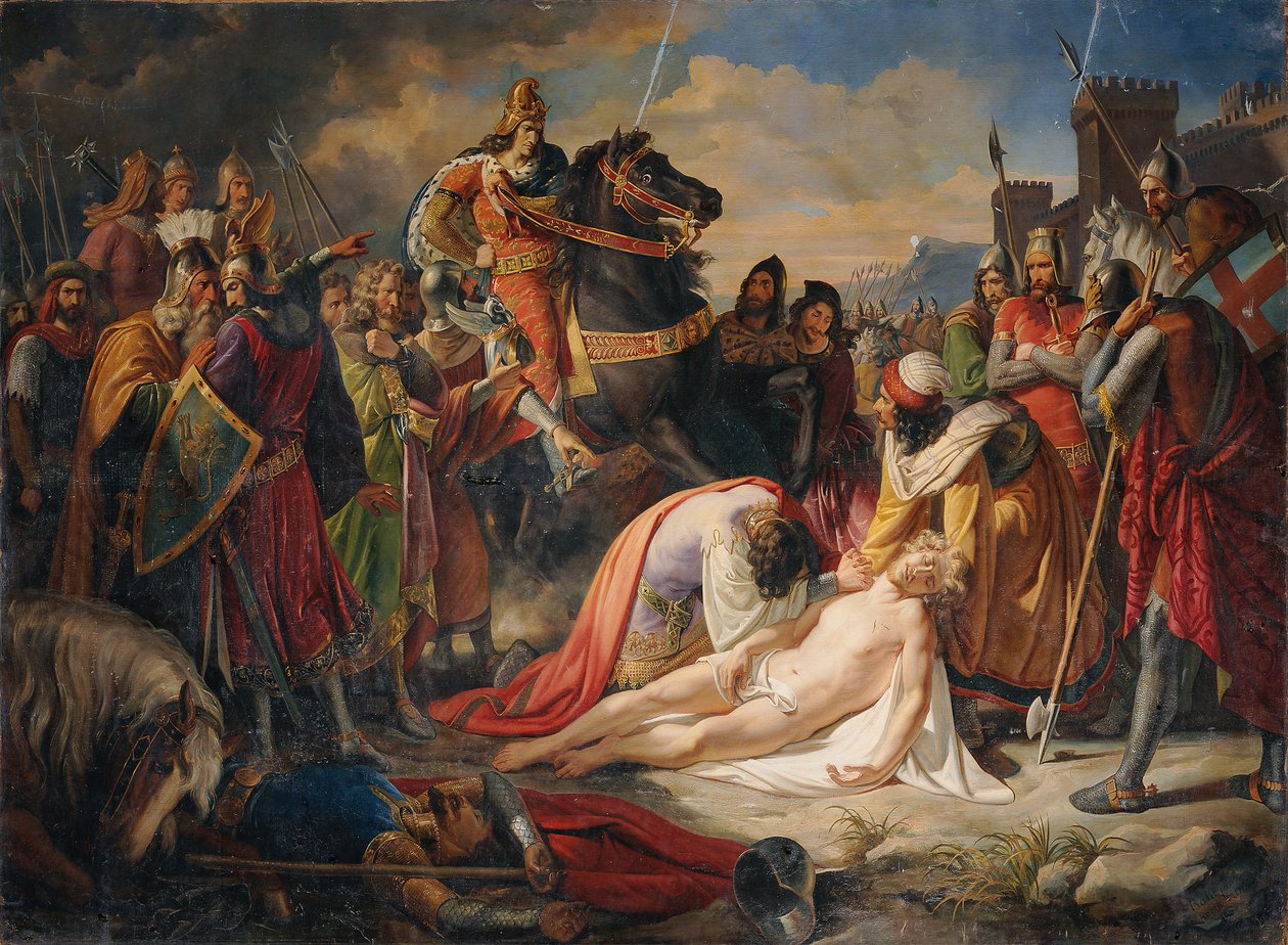 Karel I van Anjou over het lichaam van Manfred na de Slag bij Benevento op 26 februari 1266, 1838 door Carl Rahl