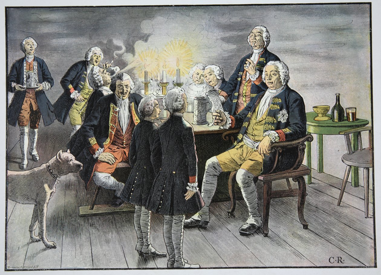 Kroonprins Frederik en prins Hendrik staf in tabak door Carl Röchling