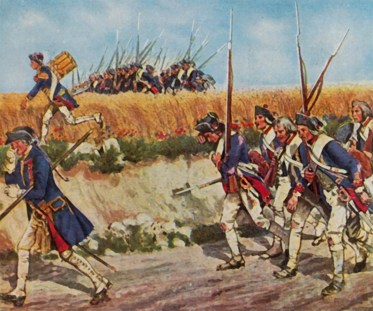 Gedwongen mars van Frederiks soldaten van Moravië naar Küstrin door Carl Rochling