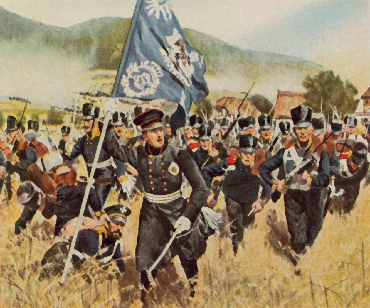 De slag om Kulm en Nollendorf, 29 en 30 augustus 1813 (kleurenlitho) door Carl Rochling