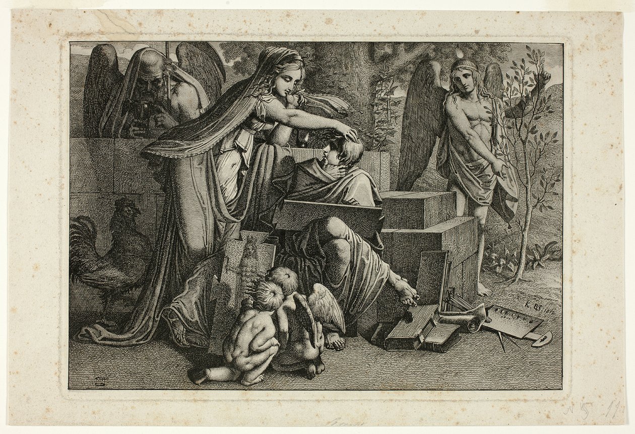 Allegorie van de Kunst: Een Jongere Geïnspireerd door de Geest van de Kunst door Carl Russ