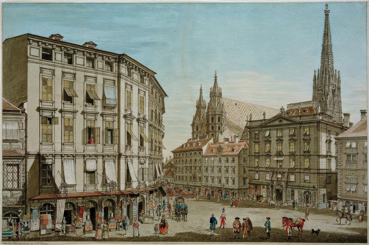 De Stock-im-Eisen-Platz in Wenen door Carl Schütz