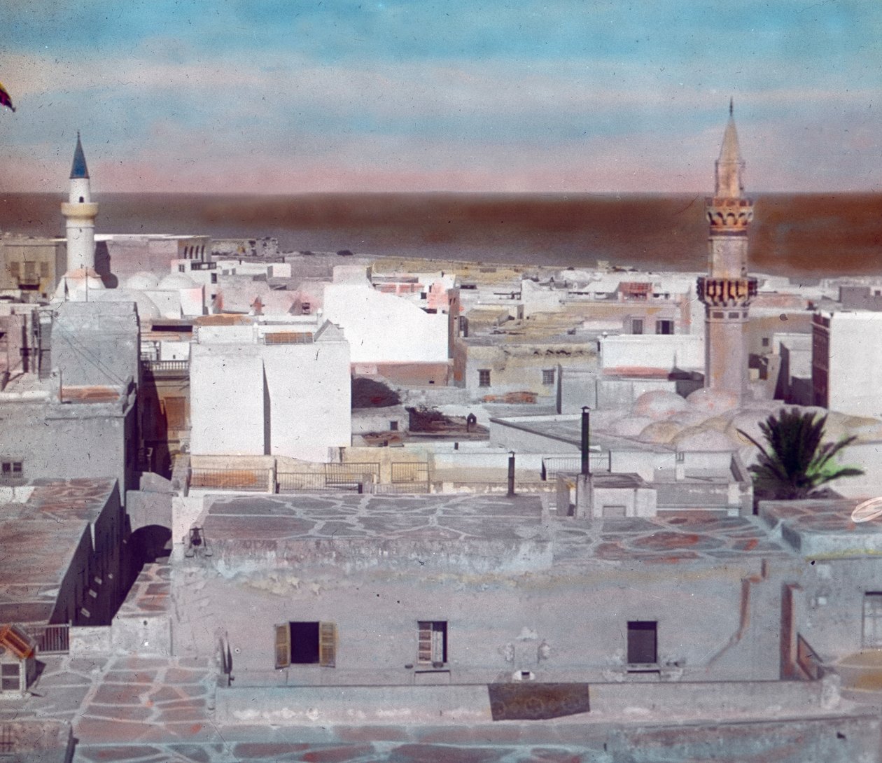 Noord-Marokko, stadsgezicht van Fez, circa 1910 door Carl Simon